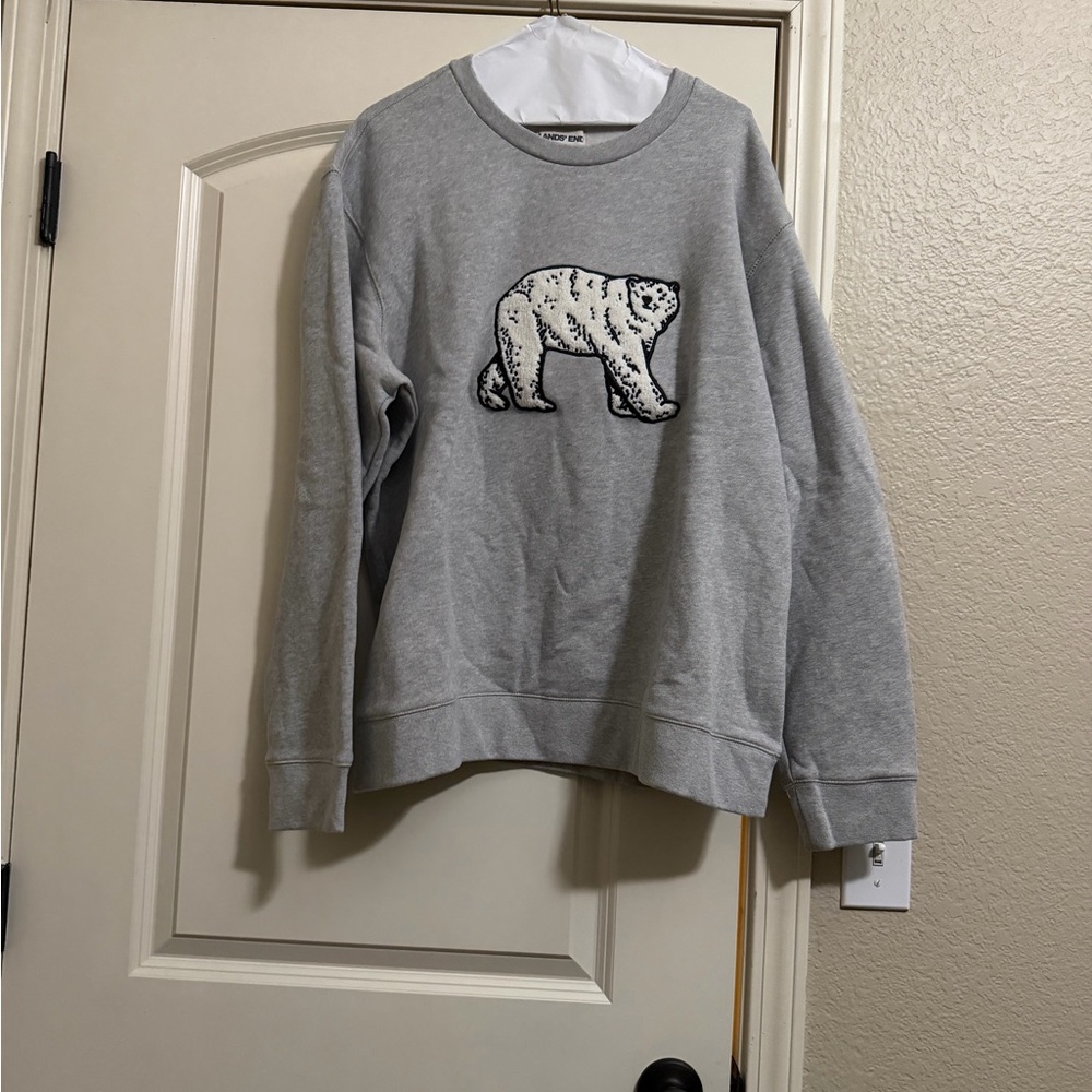 L.L. Bean Gray Crewneck Sweater with Polar Bear